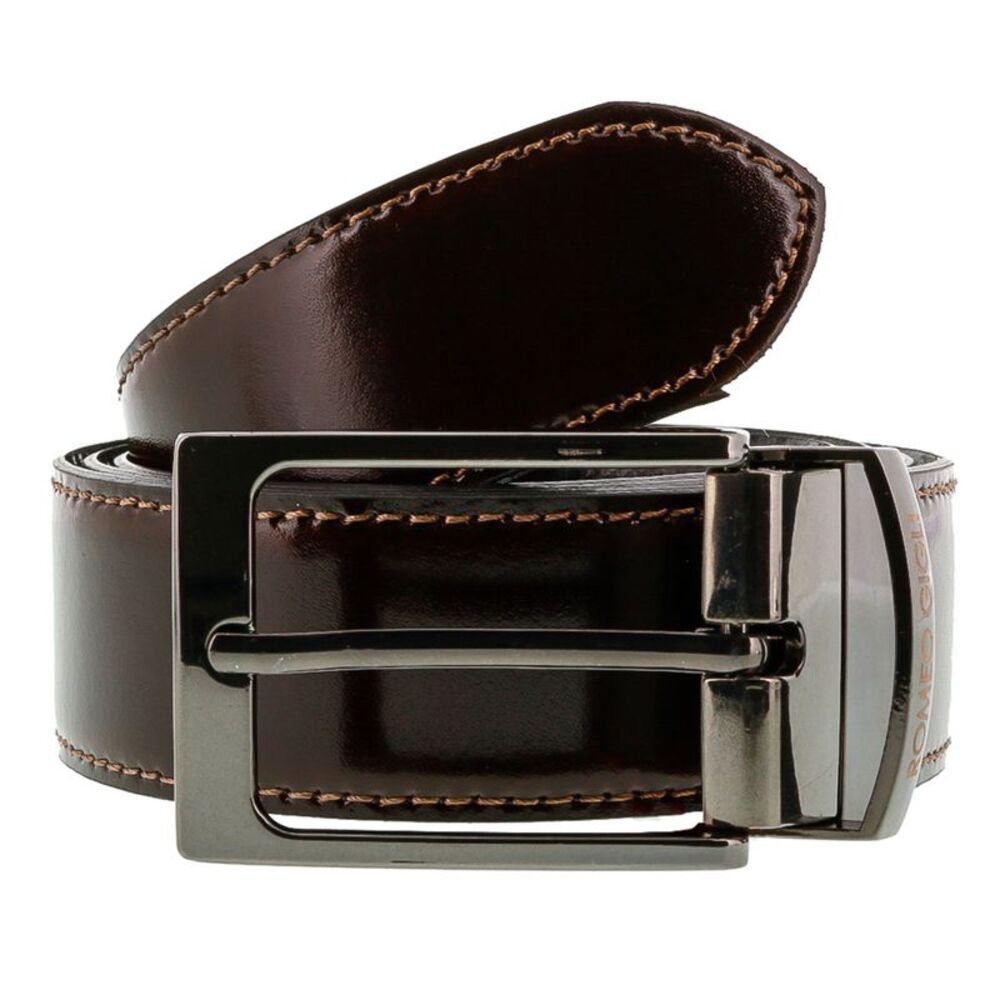 Romeo Gigli C956/3R MORO.NERO Brown/Black Leather Adjustable Mens Belt